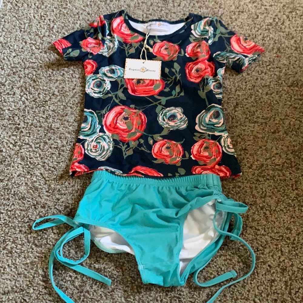 Oopsie Daisy Rash Guard Swimsuit Set, Size:7